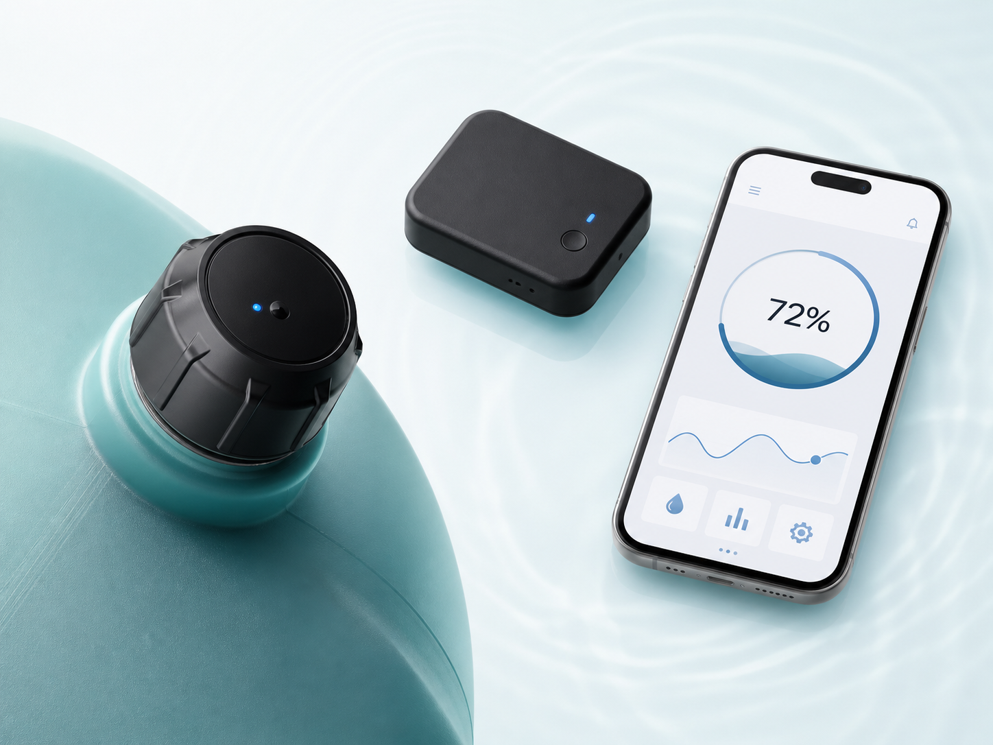 Sensor WiFi sobre la boca del depósito con lectura de nivel en el móvil